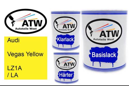 Audi, Vegas Yellow, LZ1A / LA: 1L Lackdose + 1L Klarlack + 500ml Härter - Set, von ATW Autoteile West.